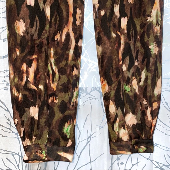 Haute Hippie brown black green print Keith silk cargo drawstring jogger pants - Picture 6 of 15